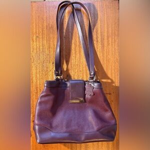 Croft & Barrow Deep Purple Plum Leather Purse with Gold Accents